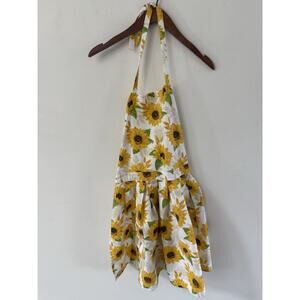 La Patisserie Sunflower Apron Cotton Yellow White Tie Back Cottagecore Whimsy